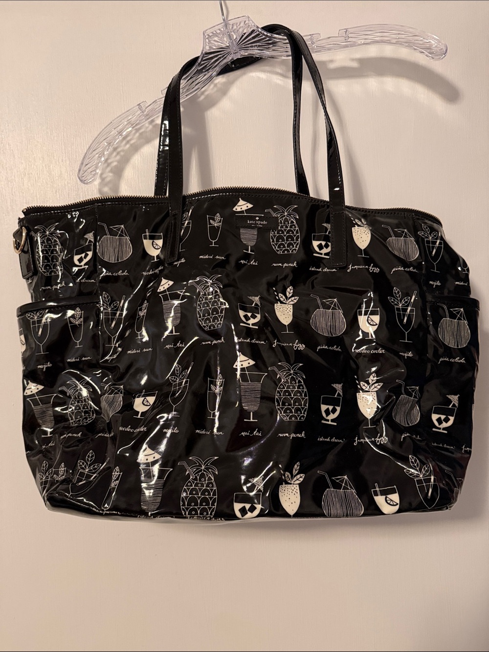 Kate Spade Daycation Printed Tote Bag Fruit & Cocktail Tiki Drink Beach Novelty